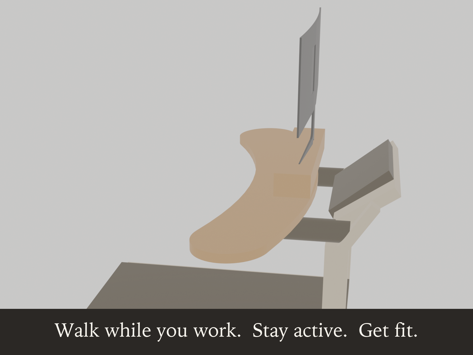 Treadmill Desktop with a monitor on the stand — Walk while you work. Stay active. Get fit.